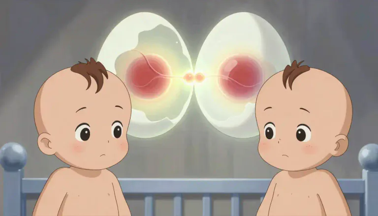 Visual representation of "dizygotic" - Referring to twins that originate from two different eggs fertilized by two different sperm cells.