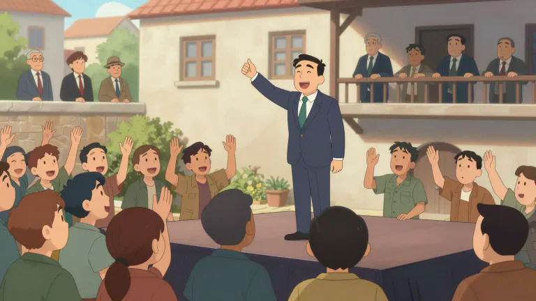 Visual representation of "populism" - A political strategy which seeks to appeal to ordinary people who feel their concerns are disregarded by established elite groups