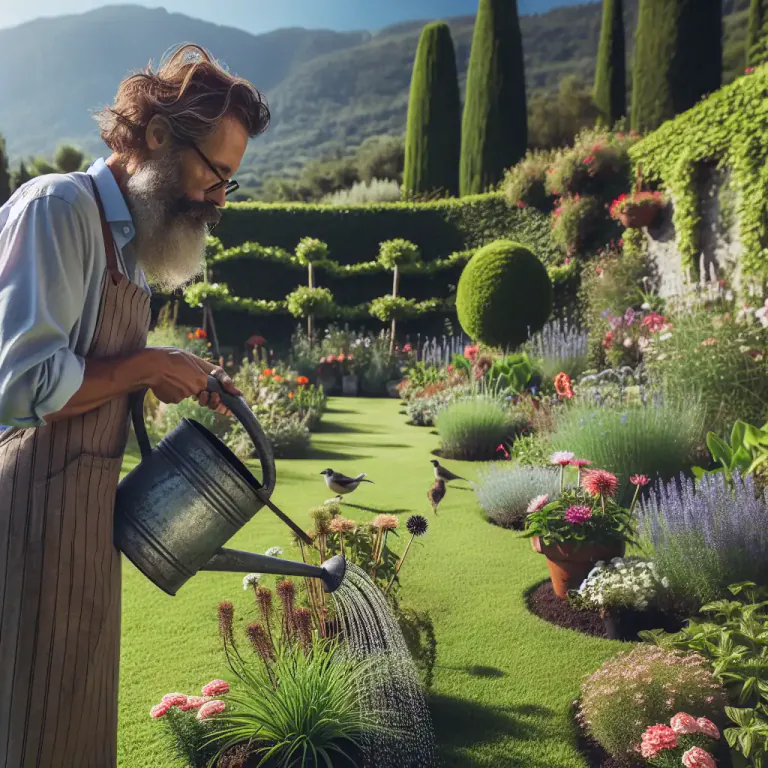 Visual representation of "sprinkler" - A person who waters something, like plants or a lawn.