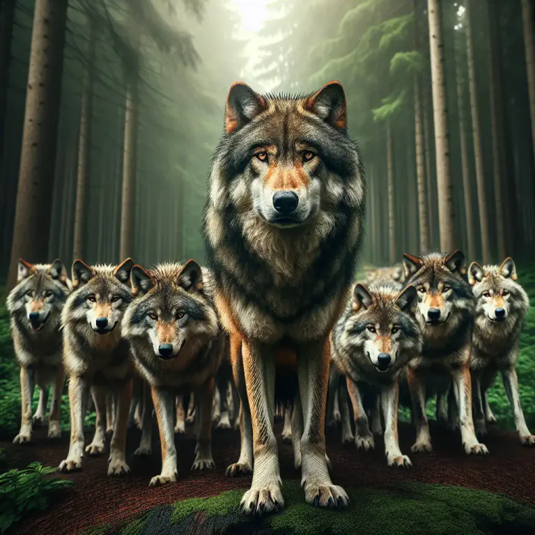 Visual representation of "pack" - A group of animals, especially of wolves led by a dominant keeper.