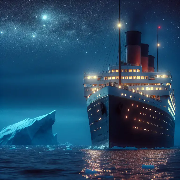 Visual representation of "titanic" - The Titanic was a British luxury passenger ship that sank in the North Atlantic Ocean in 1912.