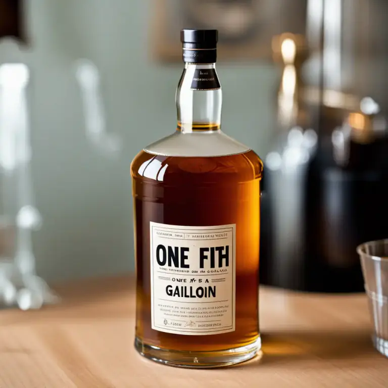 Visual representation of "fifth" - In America, 'a fifth' is often used to refer to a bottle of alcohol that is approximately one fifth of a gallon in volume.