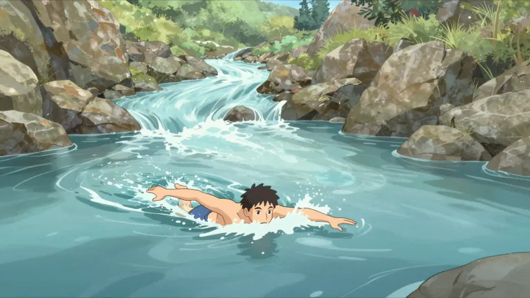 Visual representation of "upstream" - Towards the source or against the flow of a river or stream