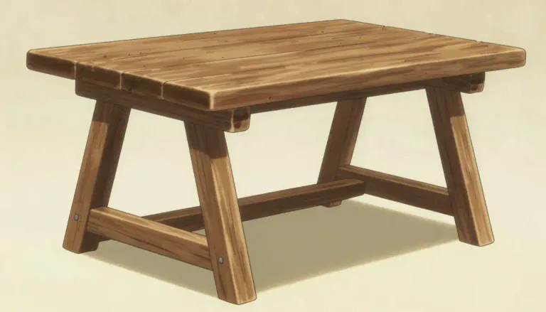 Visual representation of "trestle" - A framework typically used for supporting a bridge or table top.
