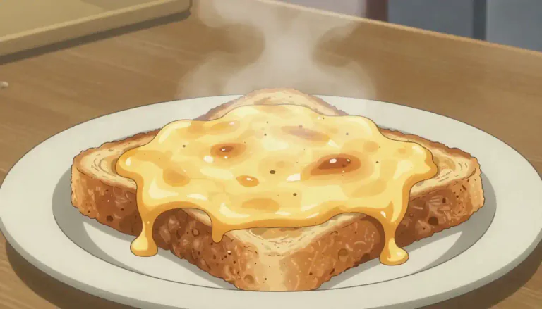 Visual representation of "rarebit" - A dish consisting of melted cheese on toast, usually served hot.