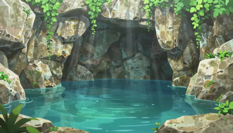 Visual representation of "cenote" - A natural sinkhole or pool, especially in limestone bedrock, that is often filled with fresh water.