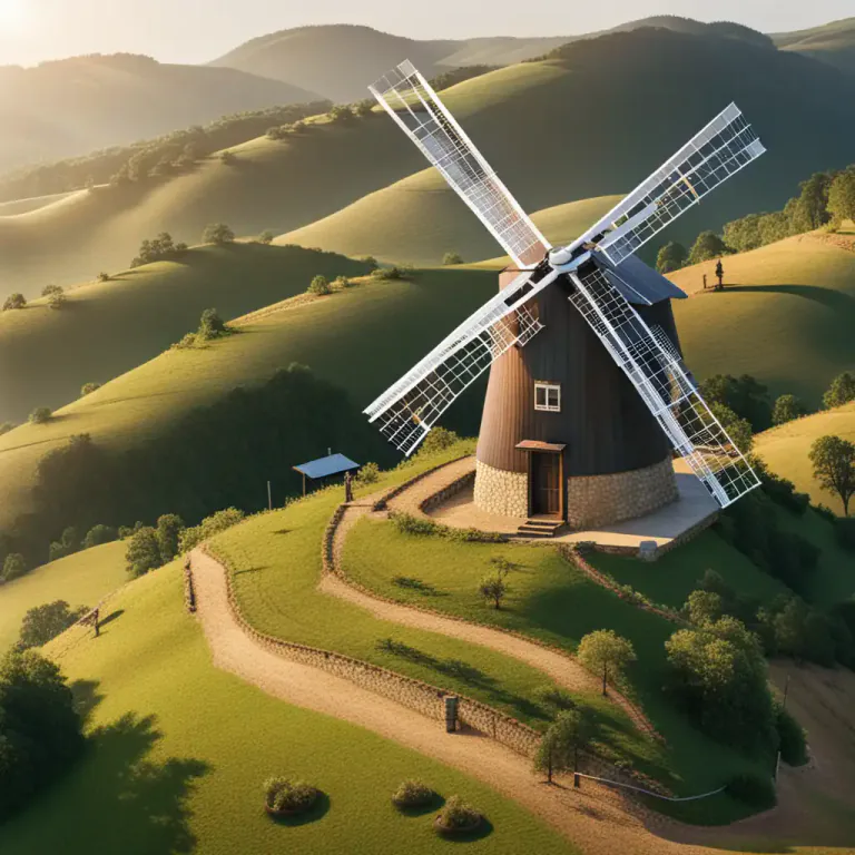 Visual representation of "windmill" - A wind-driven turbine used for generating electricity.