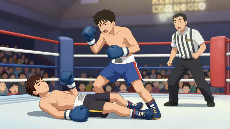 Visual representation of "knockdown" - A knockdown refers to a situation where someone or something is knocked to the ground, especially in a fight or competition.