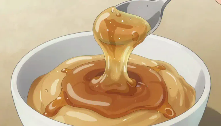 Visual representation of "goopy" - Having a thick, sticky, or gooey consistency.