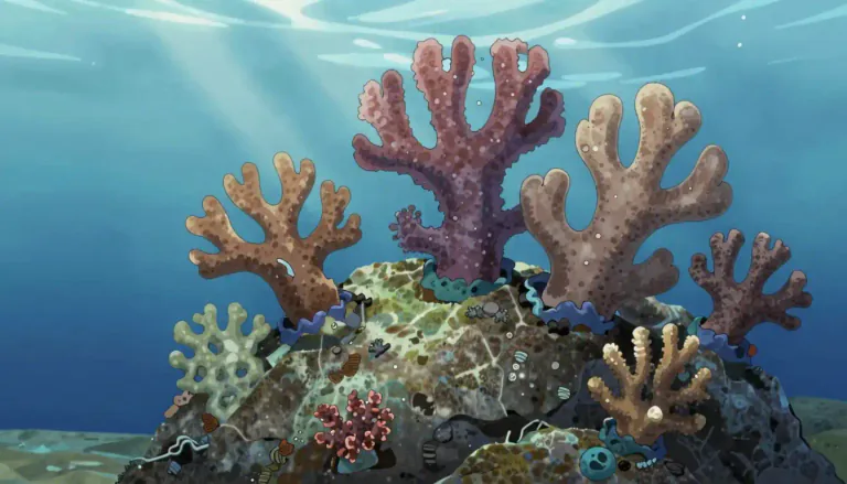 Visual representation of "sessile" - Refers to organisms, such as plants or certain types of animals, that are permanently attached to a surface and do not move.