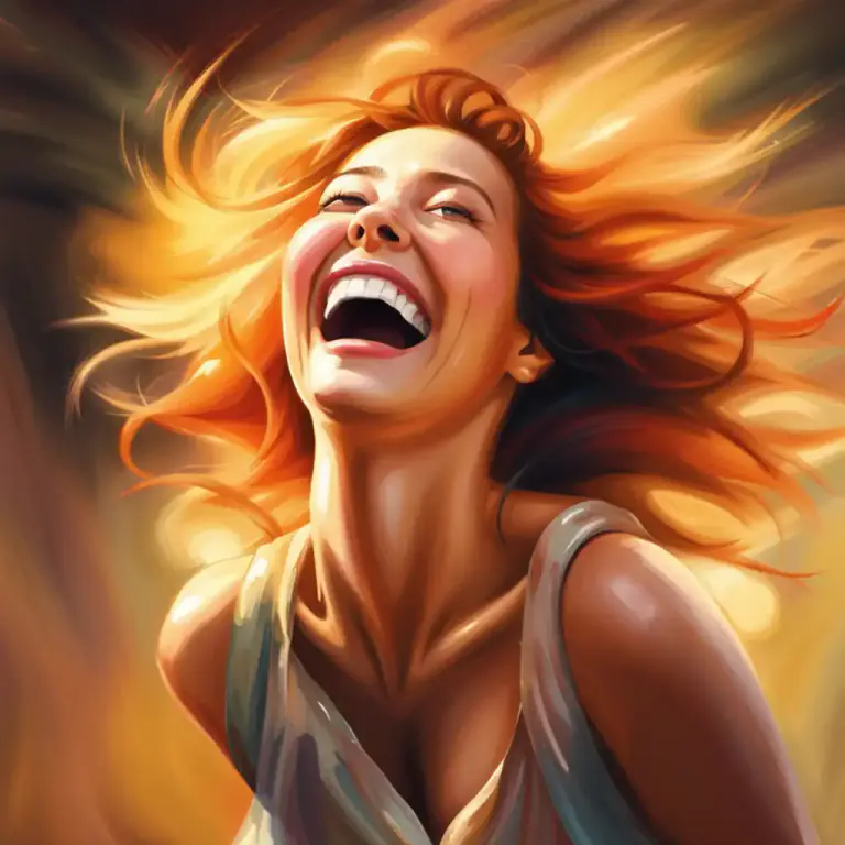 Visual representation of "roar" - Laugh loudly or heartily.