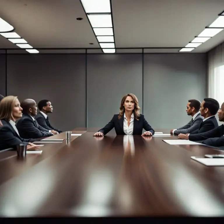 Visual representation of "sit yourself down" - To take authority or control of a situation.