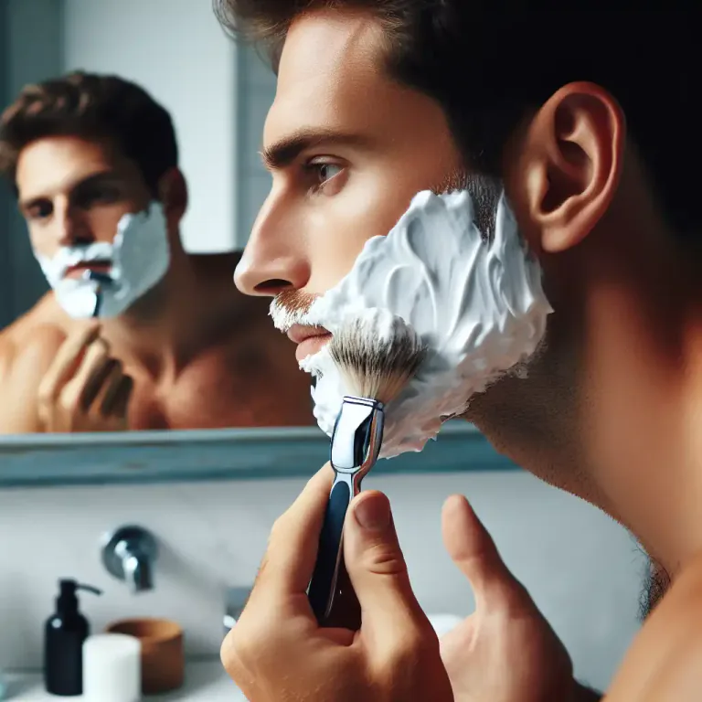 Visual representation of "lather" - To cover something with lather.
