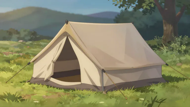 Visual representation of "tent" - A temporary house made of fabric or other material, which is mainly used for sleeping when camping outdoors.