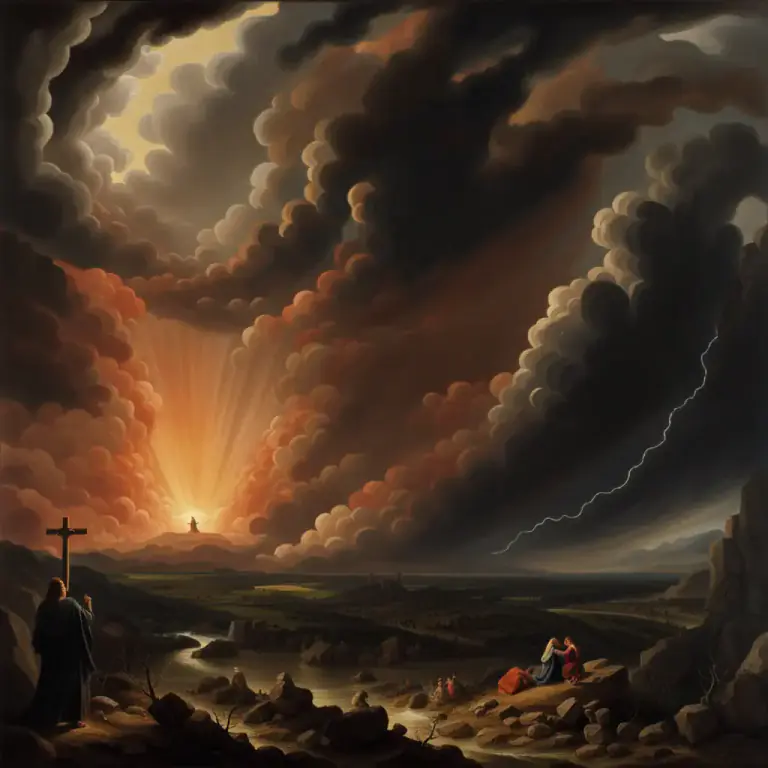 Visual representation of "tribulation" - In Christianity, a difficult or troubled time before the second coming of Christ