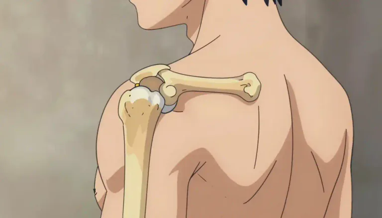 Visual representation of "scapula" - It's a bone that connects your upper limb to your chest. It is also known as the shoulder blade.