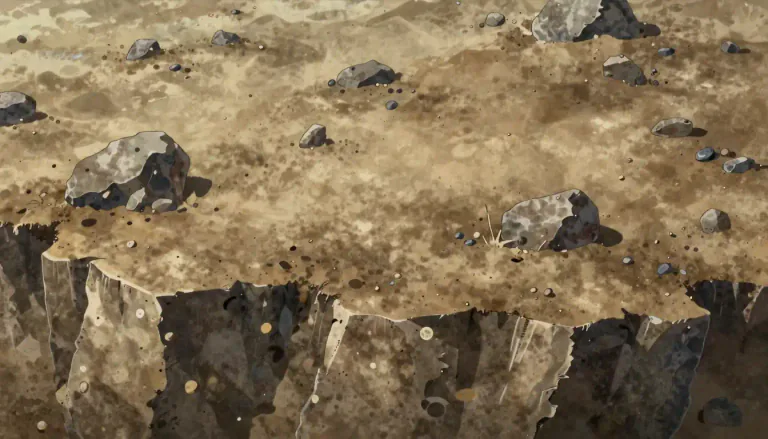 Visual representation of "regolith" - Regolith is a layer of loose, unconsolidated material covering solid rock on planetary bodies.