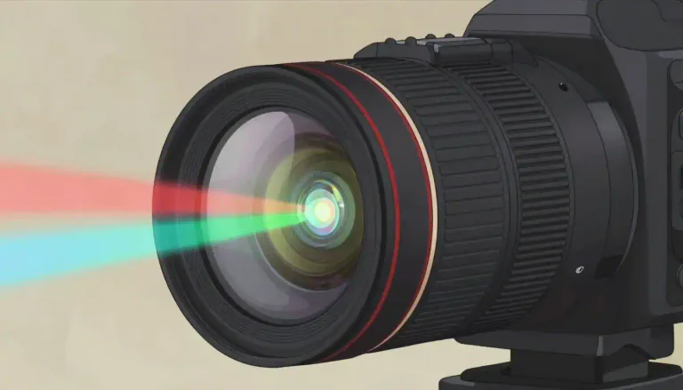 Visual representation of "apochromatic" - Relating to an optical lens system designed to focus light of various colors to a single point, thus reducing color distortion.