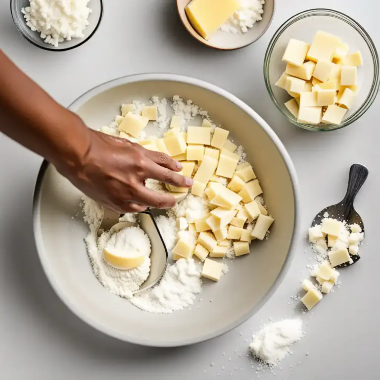 Visual representation of "cut in" - To add a substance into another and mix them together