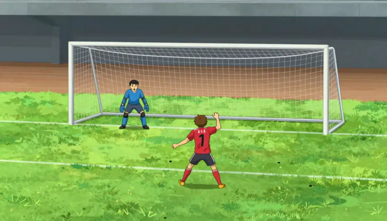 Visual representation of "goalmouth" - The area in front of the goal in sports like football, where players shoot to score.