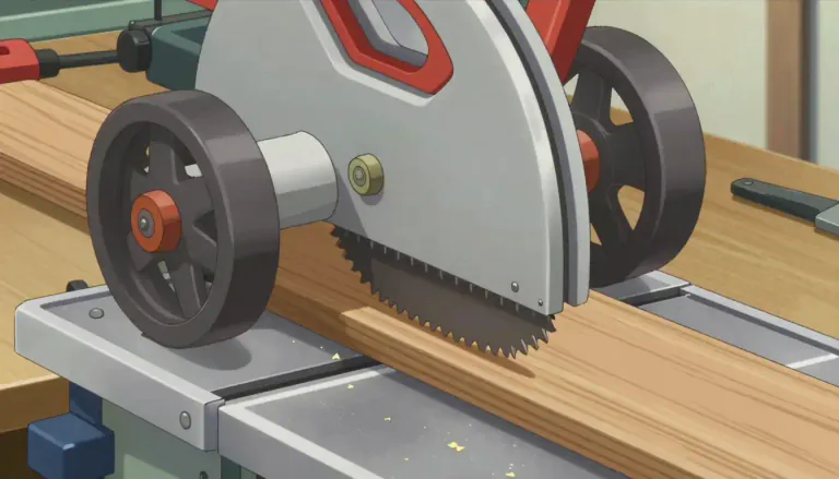 Visual representation of "bandsaw" - A bandsaw is a saw that has a long, sharp blade stretched between two wheels. It is used for cutting wood or metal.