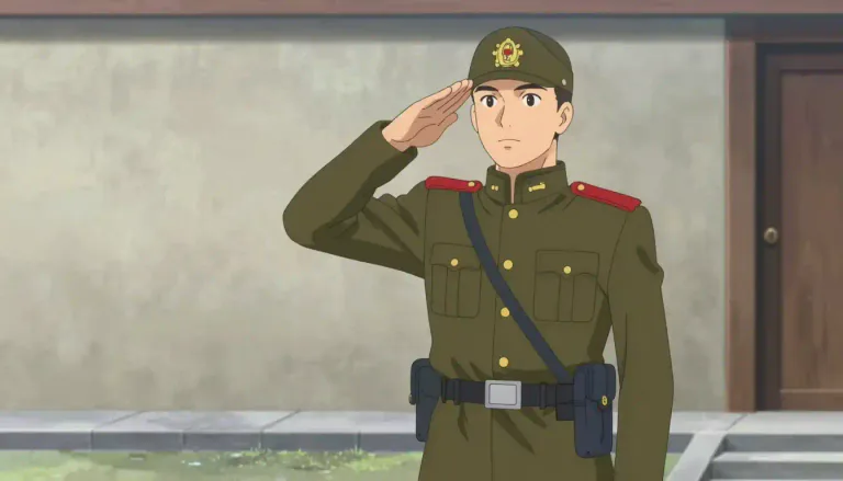 Visual representation of "salute" - To make a sign of respect to someone, often by raising your right hand to the side of your head.