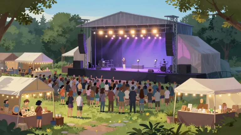 Visual representation of "sideshow" - A small show or event seen as less important and organized in addition to a larger one.