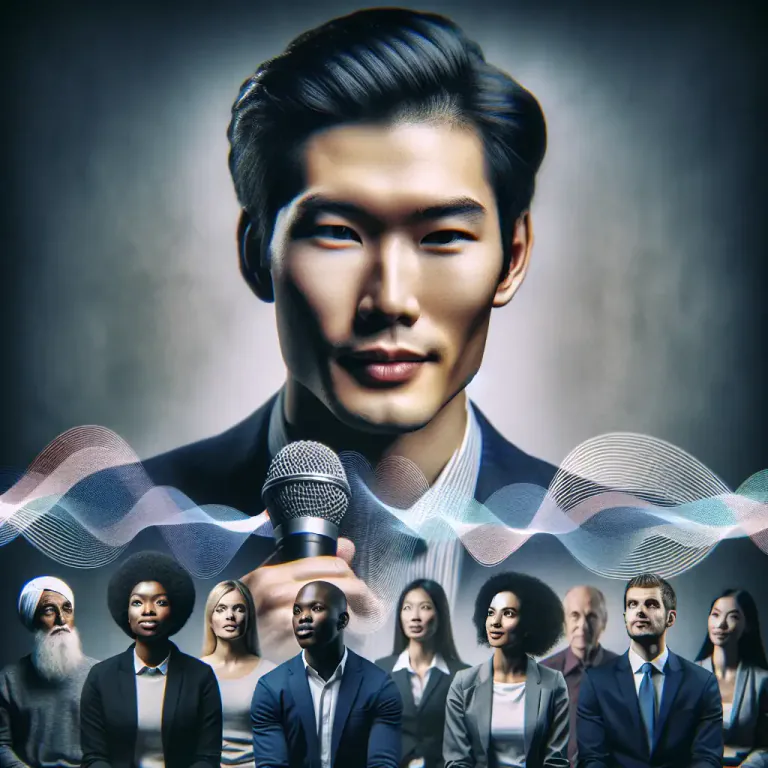 Visual representation of "husky" - Having a deep, semi-rough voice often considered attractive.