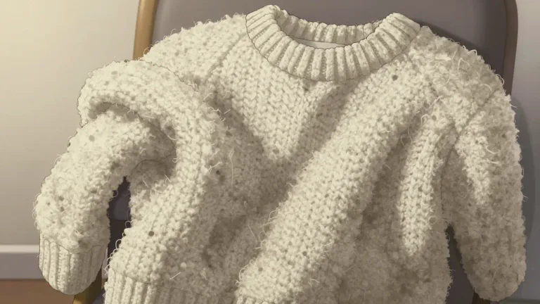 Visual representation of "woollen" - Made from wool, a type of soft, thick material that comes from sheep.