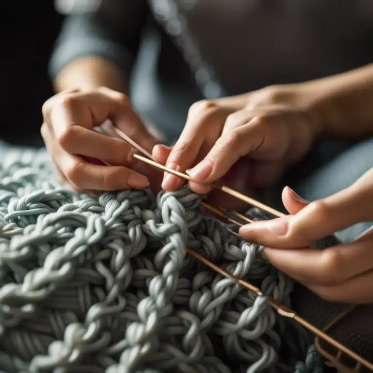 Visual representation of "cast off" - To finish knitting by looping each stitch over the next