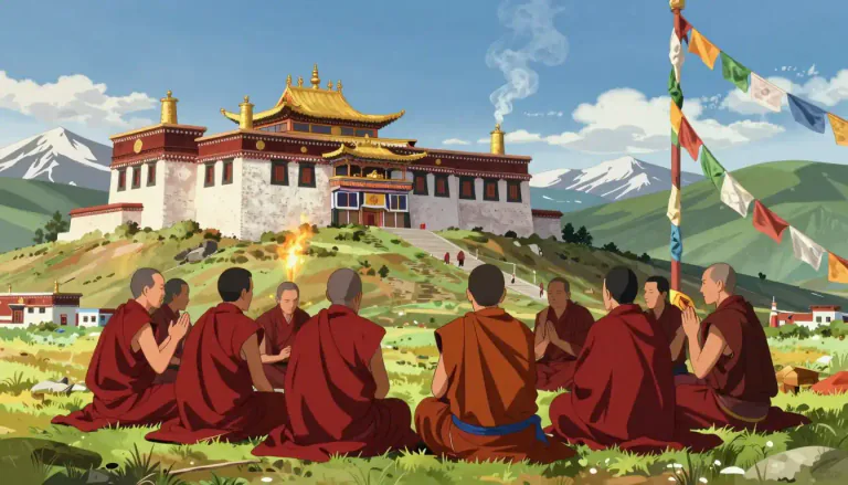 Visual representation of "lamaism" - A form of Buddhism practiced in Tibet and Mongolia.