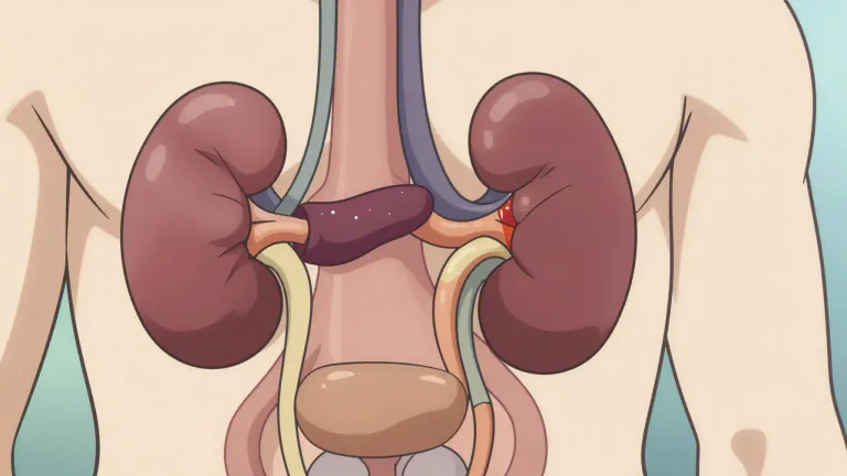 Visual representation of "hydronephrosis" - A condition in which the kidney becomes swollen due to a build-up of urine caused by obstruction in the urinary tract.