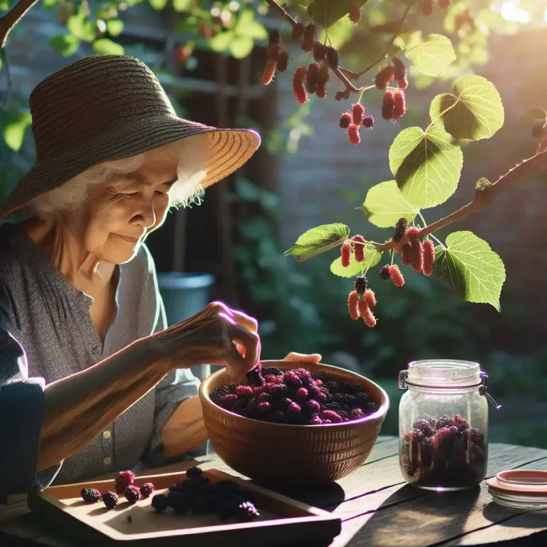 Visual representation of "mulberry" - The sweet fruit that the mulberry tree produces.