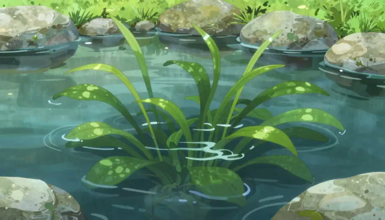 Visual representation of "pondweed" - A type of water plant that grows in ponds, lakes, and other still waters.