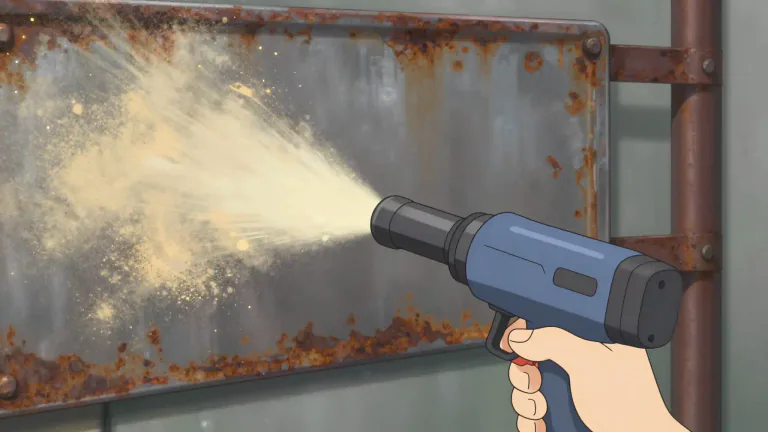 Visual representation of "sandblaster" - A machine that shoots a stream of sand at high speed to clean or smooth surfaces.