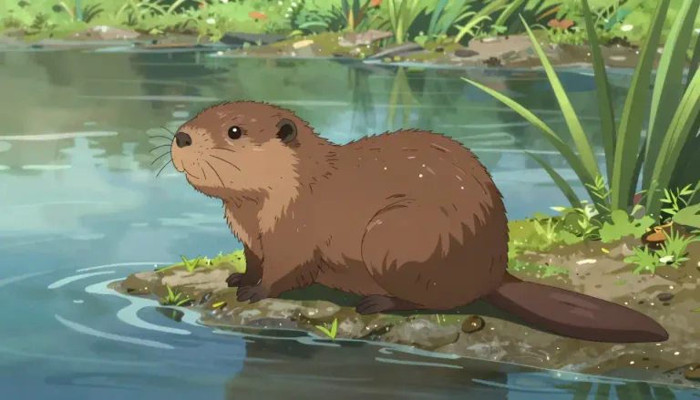 Visual representation of "muskrat" - A small, water-loving mammal that has brown fur and a long tail.