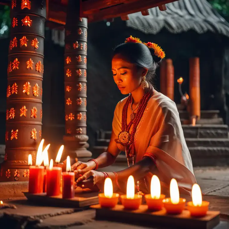 Visual representation of "worship" - The act of showing deep respect and love for a god, usually through prayers, rituals, or other religious activities.