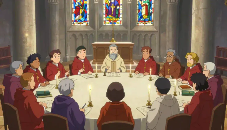 Visual representation of "synod" - A large meeting of church leaders to discuss about religion.