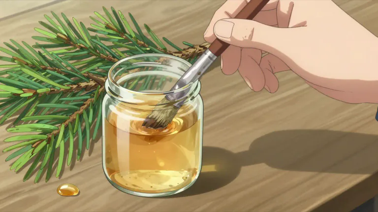 Visual representation of "turpentine" - A liquid made from pine trees, used mainly as a solvent