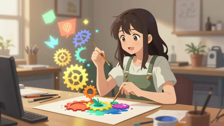 Visual representation of "creative" - Having or showing an ability to make new things or think of new ideas