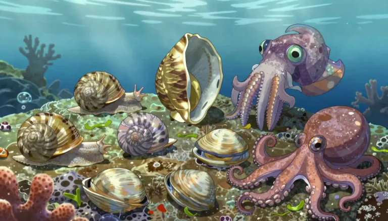 Visual representation of "molluscan" - Relating to or denoting the class of invertebrate animals that includes mollusks.