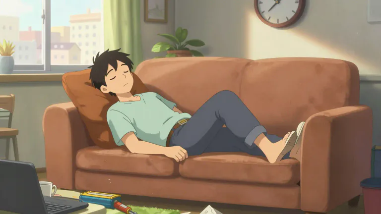 Visual representation of "sluggard" - A lazy person who spends a lot of time resting or not active.