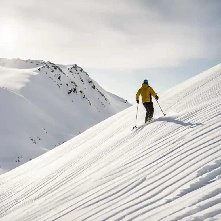 Visual representation of "herringbone" - A skiing technique where you move uphill making a herringbone pattern with your skis.