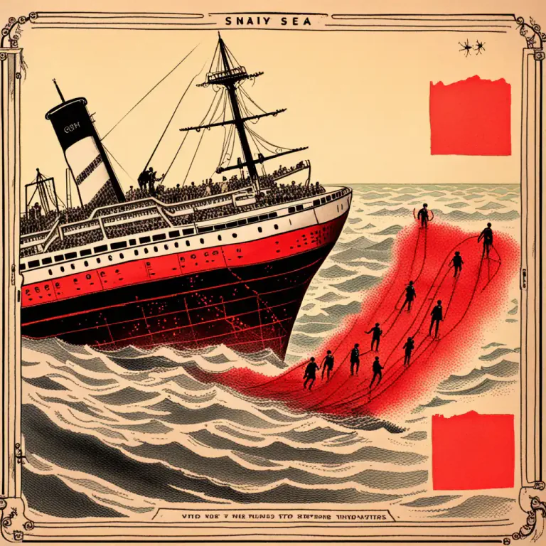 Visual representation of "be sunk in something" - If something such as a project or an idea is sunk, it has failed.