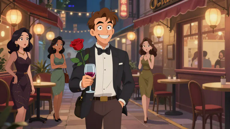 Visual representation of "roue" - A man who spends his time in immoral activities, often with a lot of different women