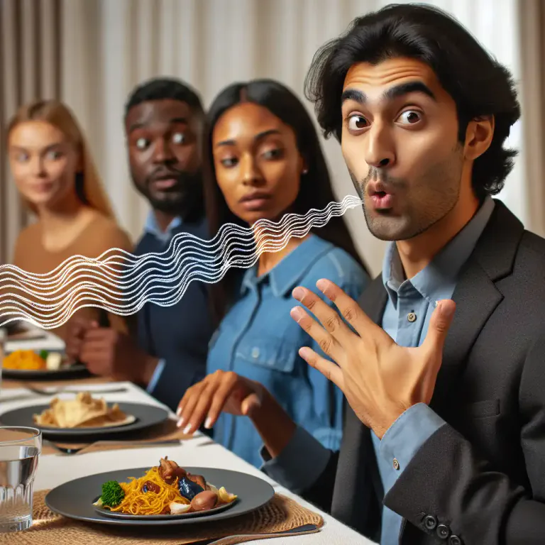 Visual representation of "burp" - The noise you make when air from your stomach comes out of your mouth