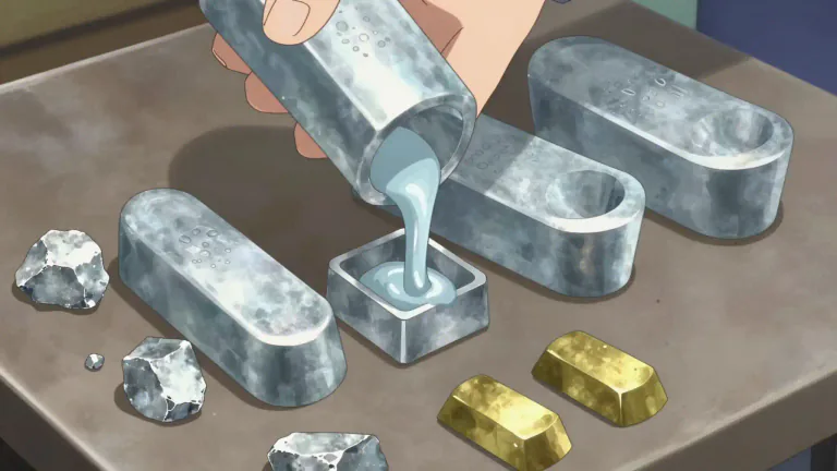 Visual representation of "spelter" - A type of zinc metal, sometimes used in making brass or as an alloy.
