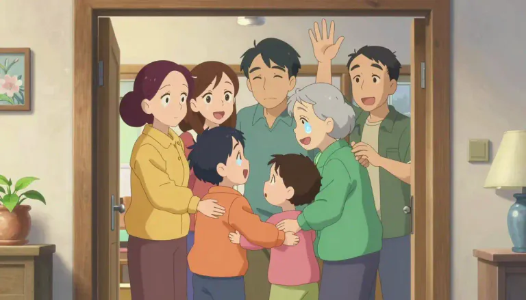 Visual representation of "reunion" - A gathering of people who have not seen each other for a long time.