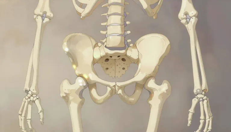 Visual representation of "pubis" - The lower front part of the pelvis, where the two hip bones meet in front.