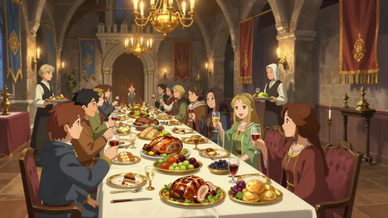 Visual representation of "banquet" - A large meal or feast, often with many people
